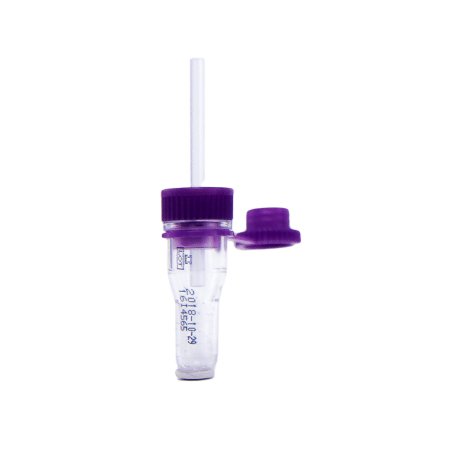 Tube Capillary Blood Collection Safe-T-Fill® Whole Blood Tube K2 EDTA Additive 1.1 mm Diameter 125 µL Purple Pierceable Attached Cap Plastic Tube (50/PK 10PK/CS) by Ram Scientific, Inc.  ID 07-6011-